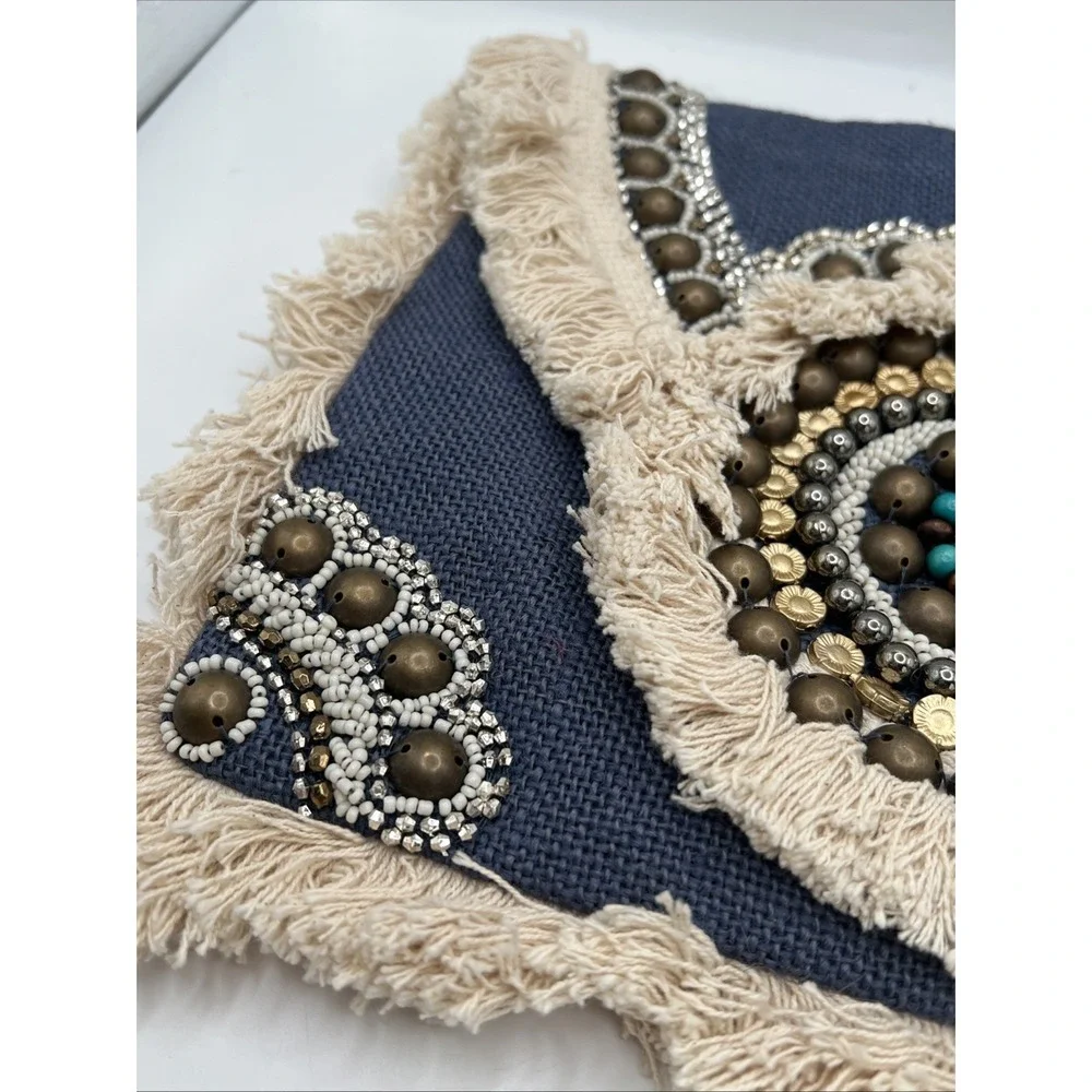 Labellum Hillary Scott Fringe Detailed Metal Accented Envelope Brass Chain Strap